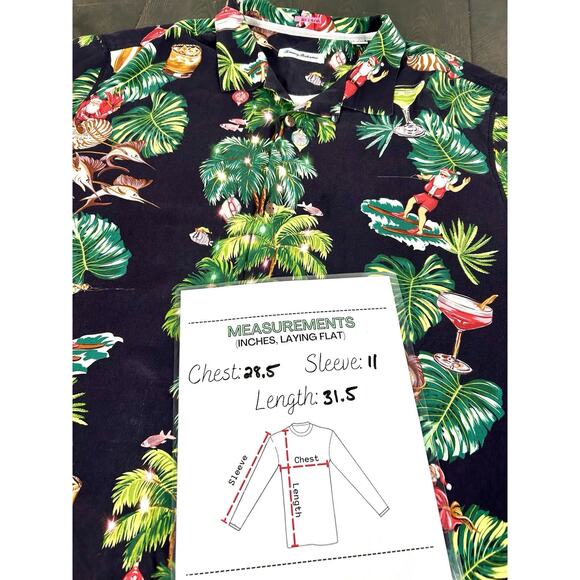 Tommy Bahama Shirt Men's 2XL Hawaiian Santa Print AOP Surfer Silk Camp Holiday - Picture 9 of 15